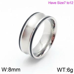 Stainless Steel Black-plating Ring - KR82613-K