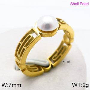 SS Shell Pearl Rings - KR82629-GC