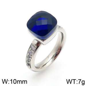 Stainless Steel Stone&Crystal Ring - KR82874-K