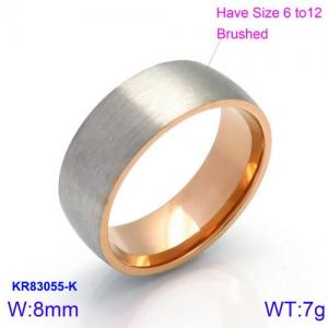 Stainless Steel Rose Gold-plating Ring - KR83055-K