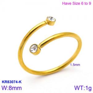 Stainless Steel Stone&Crystal Ring - KR83074-K