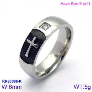 Stainless Steel Stone&Crystal Ring - KR83086-K