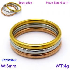 Stainless Steel Rose Gold-plating Ring - KR83096-K