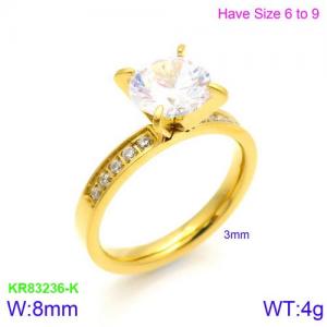 Stainless Steel Stone&Crystal Ring - KR83236-K