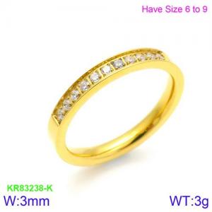 Stainless Steel Stone&Crystal Ring - KR83238-K