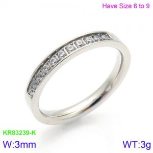 Stainless Steel Stone&Crystal Ring - KR83239-K