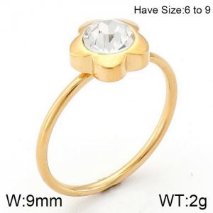 Stainless Steel Stone&Crystal Ring - KR86357-K