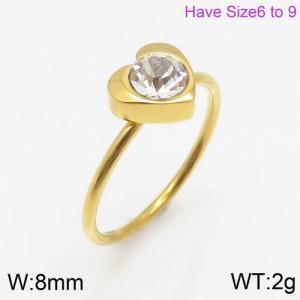 Stainless Steel Stone&Crystal Ring - KR86358-K