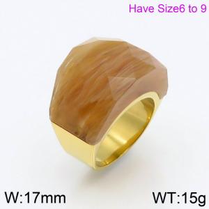Stainless Steel Stone&Crystal Ring - KR86455-K