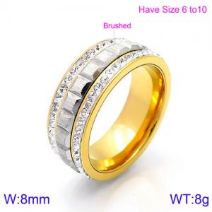 Stainless Steel Stone&Crystal Ring - KR86492-K