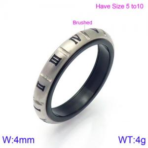 Stainless Steel Black-plating Ring - KR86497-K