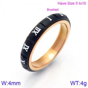 Stainless Steel Black-plating Ring - KR86498-K