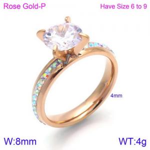 Stainless Steel Stone&Crystal Ring - KR86680-K