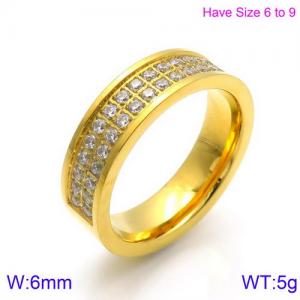 Stainless Steel Stone&Crystal Ring - KR86681-K