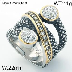 Stainless Steel Stone&Crystal Ring - KR86683-K