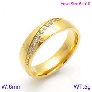 Stainless Steel Stone&Crystal Ring - KR86747-K