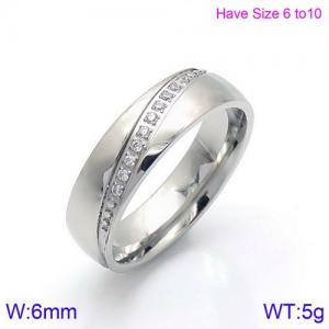 Stainless Steel Stone&Crystal Ring - KR86748-K