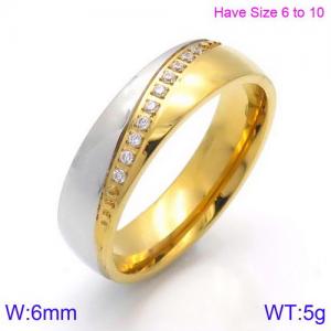 Stainless Steel Stone&Crystal Ring - KR86988-K