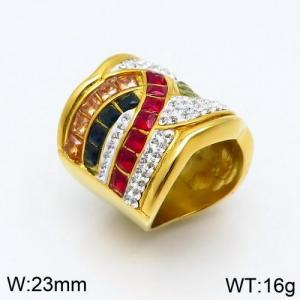 Stainless Steel Stone&Crystal Ring - KR86995-LK