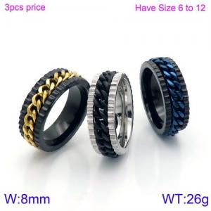 Stainless Steel Black-plating Ring - KR87108-K