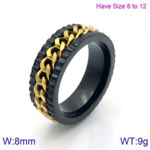 Stainless Steel Black-plating Ring - KR87109-K