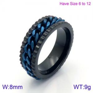 Stainless Steel Black-plating Ring - KR87110-K