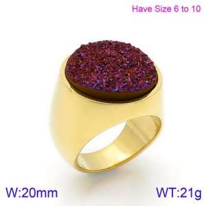 Stainless Steel Stone&Crystal Ring - KR88905G-K