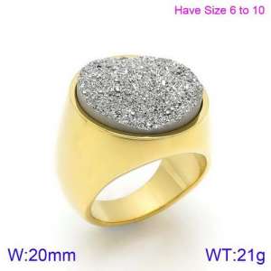 Stainless Steel Stone&Crystal Ring - KR88907G-K