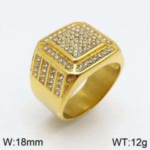 Stainless Steel Stone&Crystal Ring - KR89082-LK