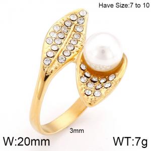 Stainless Steel Stone&Crystal Ring - KR89307-K