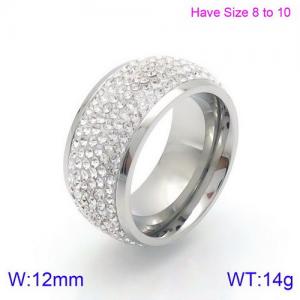 Stainless Steel Stone&Crystal Ring - KR89311-K