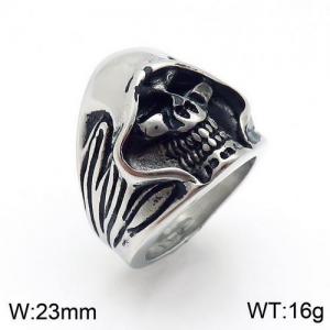 Stainless Skull Ring - KR89355-HL