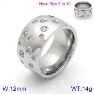 Stainless Steel Stone&Crystal Ring - KR89952-K