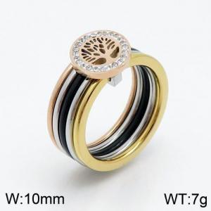 Stainless Steel Stone&Crystal Ring - KR90096-WX
