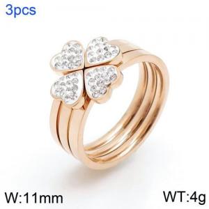 Stainless Steel Stone&Crystal Ring - KR90109-WX