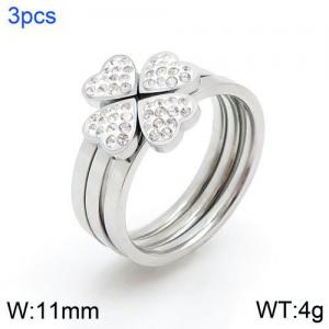 Stainless Steel Stone&Crystal Ring - KR90111-WX