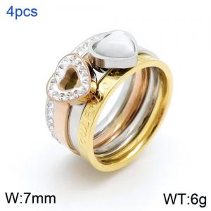 Stainless Steel Stone&Crystal Ring - KR90132-BWX