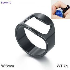 Stainless Steel Black-plating Ring - KR91509-WGHB