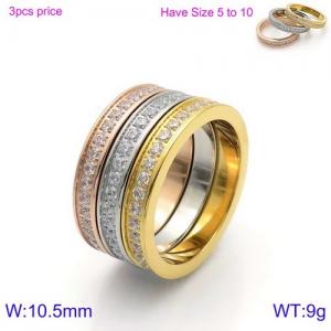 Stainless Steel Stone&Crystal Ring - KR91528-K