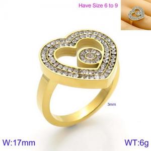 Stainless Steel Stone&Crystal Ring - KR91533-K