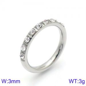 Stainless steel trendy personal fashional shiny crystal silver ring - KR91670-D