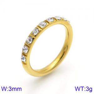 Stainless steel trendy personal fashional shiny crystal gold ring - KR91672-D