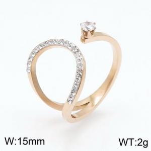 Stainless Steel Stone&Crystal Ring - KR91748-WX