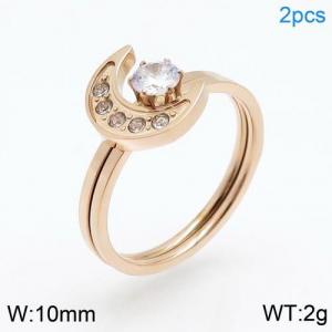 Stainless Steel Stone&Crystal Ring - KR91752-WX
