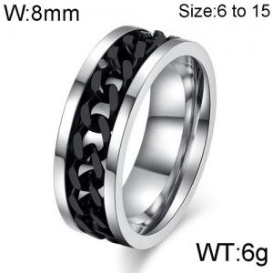 Stainless Steel Black-plating Ring - KR91839-WGSF