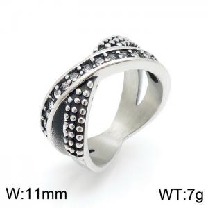 Stainless Steel Stone&Crystal Ring - KR92361-K
