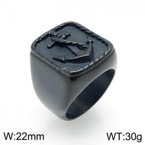 Stainless Steel Black-plating Ring - KR92674-OT