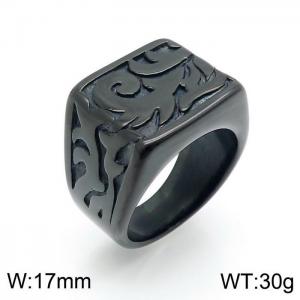 Stainless Steel Black-plating Ring - KR92677-OT