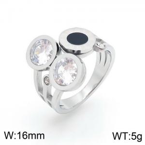 Stainless Steel Stone&Crystal Ring - KR92740-WX