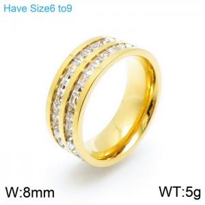 Stainless Steel Stone&Crystal Ring - KR92893-K